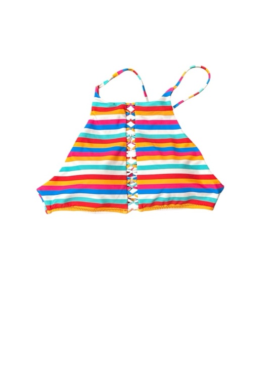 Raisins Other - Raisins Striped Rainbow Lace-Up Halter Swim Top NWT size M